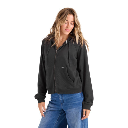 Sweat à capuche zippé en polaire Volcom Lived In pour femme