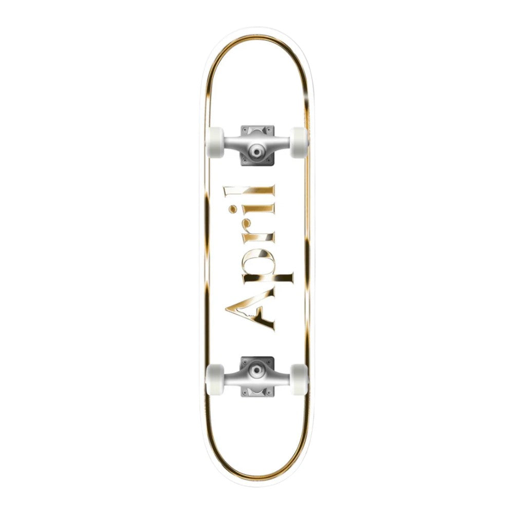 April Og Logo Golden White Skateboard Complete 8.0