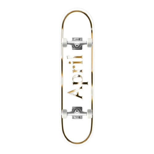 April Og Logo Golden White Skateboard Complete 8.0