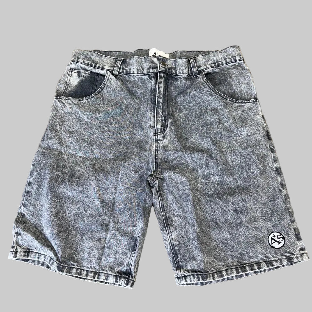 Axis Meem Denim Jorts Acid Wash Jean Shorts