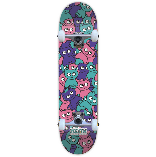 Meow Sticker Pile Complete Skateboard 7.75"