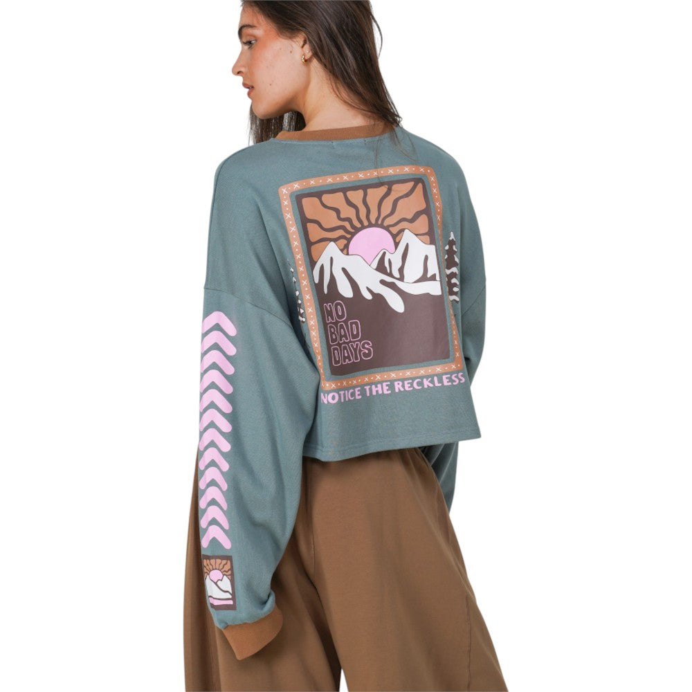 Notice The Reckless No Bad Days Cropped Long Sleeve