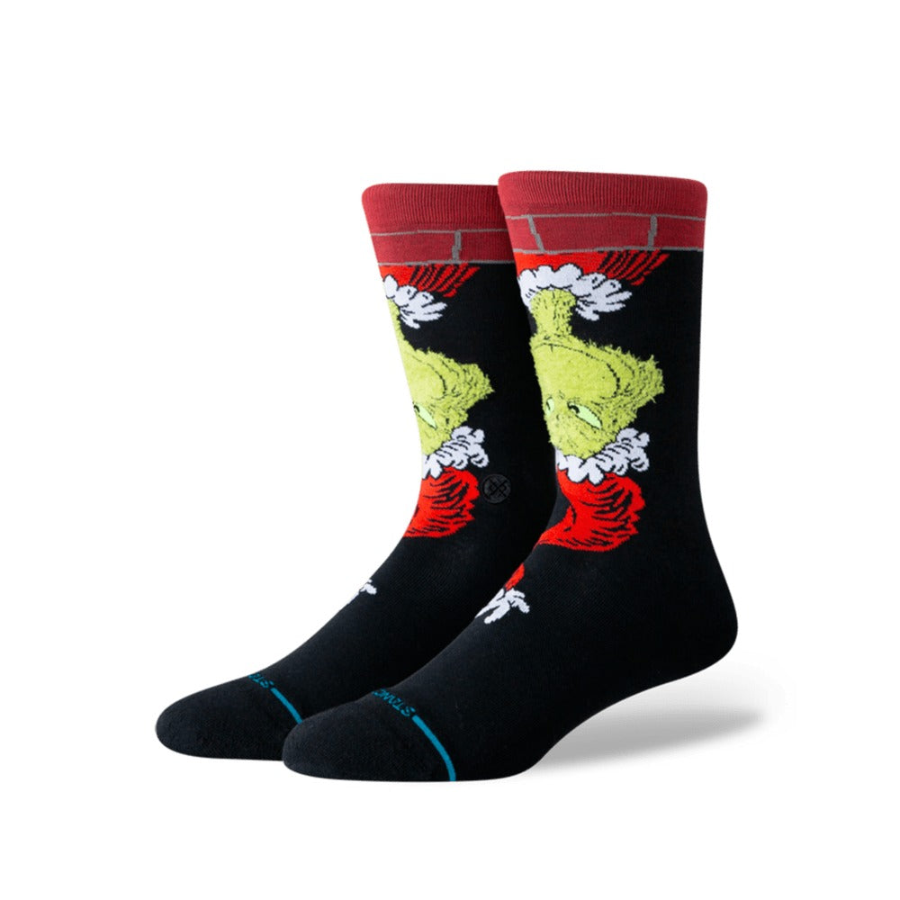 Stance Grinch Down The Chimney Crew Socks - Black