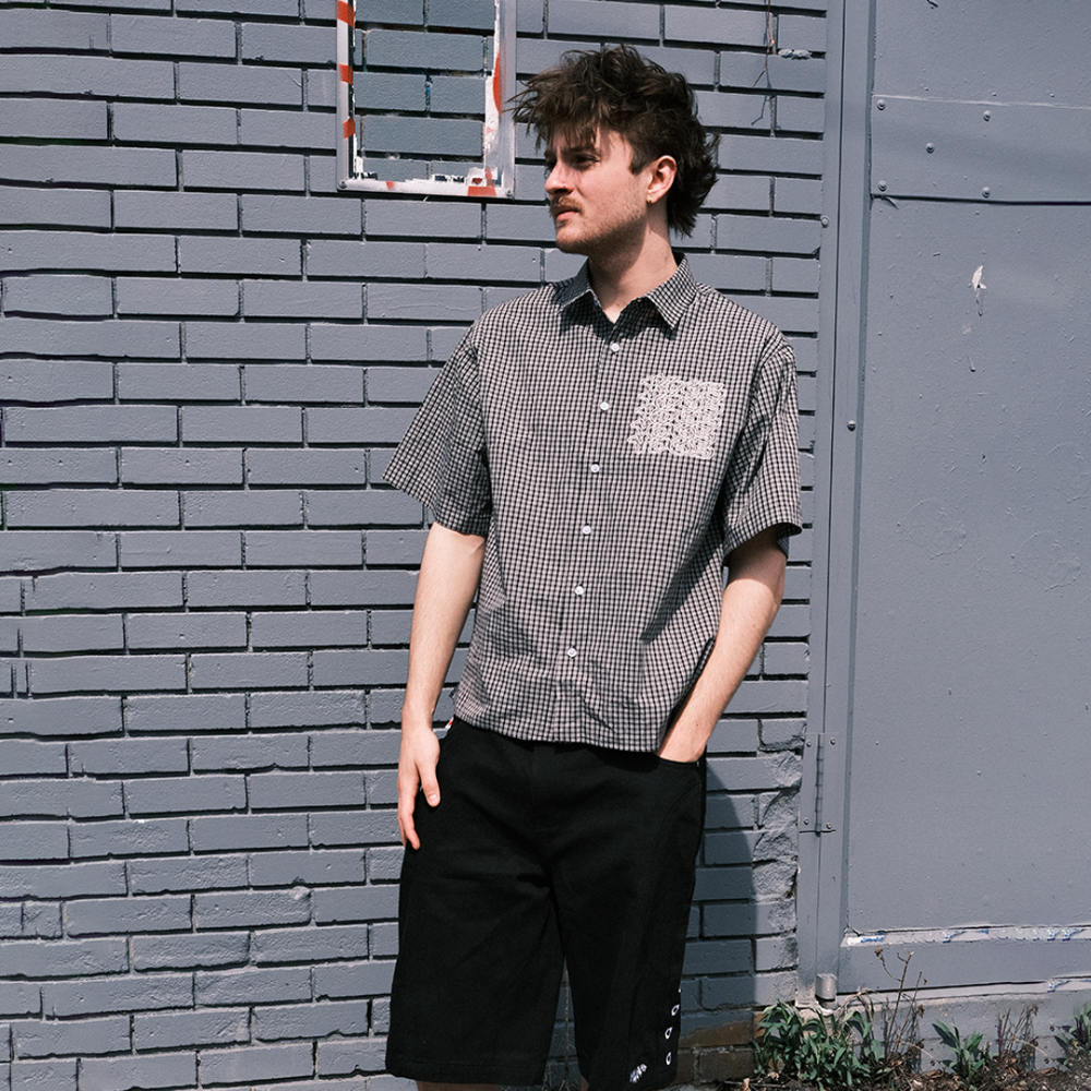 Vulgus365 Tag Button Up Shirt (dark plaid)