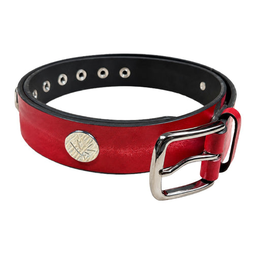 Vulgus studded leather belt (faded red)