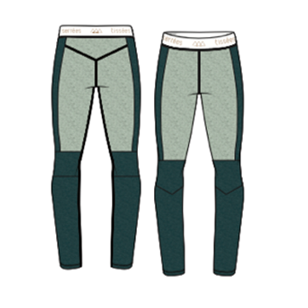 Tissees Serrees Ladies-Belle-Neige-Leggings with jacquard elastic waistband, printed color blocked leg panels